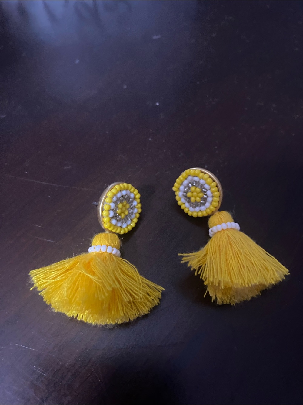 J. Crew Yellow Beaded Tassel Drop Earrings
